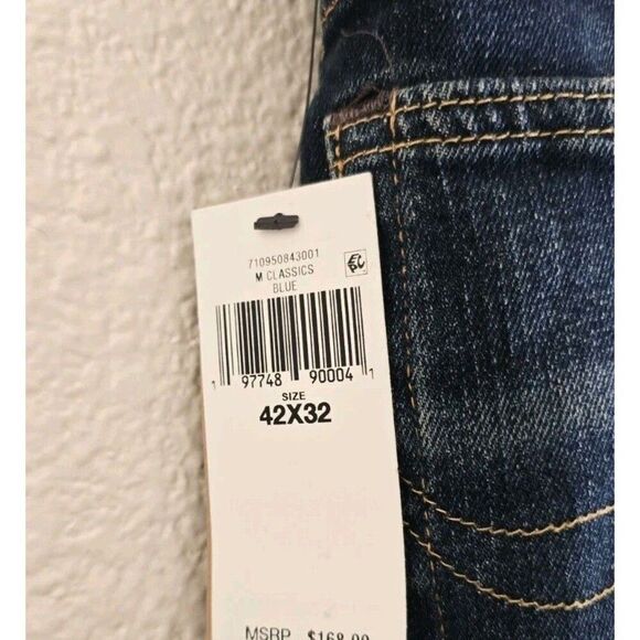 New-Polo Ralph Lauren Mens Sullivan Slim Paint Distressed Blue Denim Jeans 42x32 - Picture 10 of 11